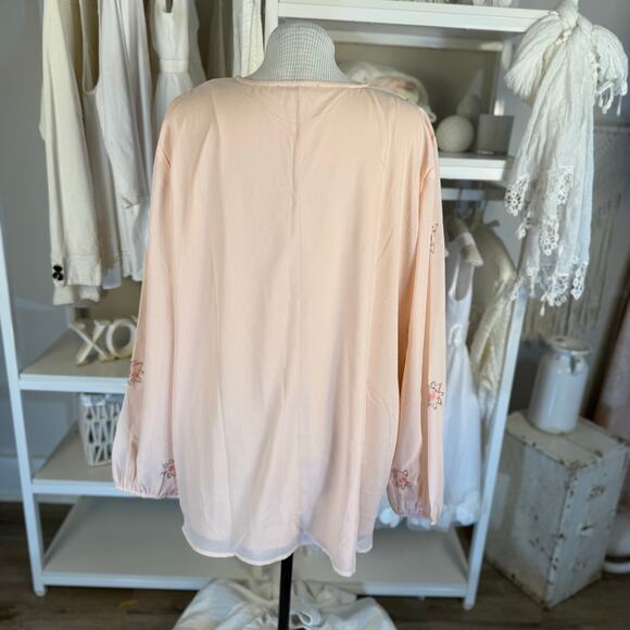 Roaman’s womenn’s plus size 26 soft peach/pink beaded beautiful top blouse 3500 - Picture 4 of 8